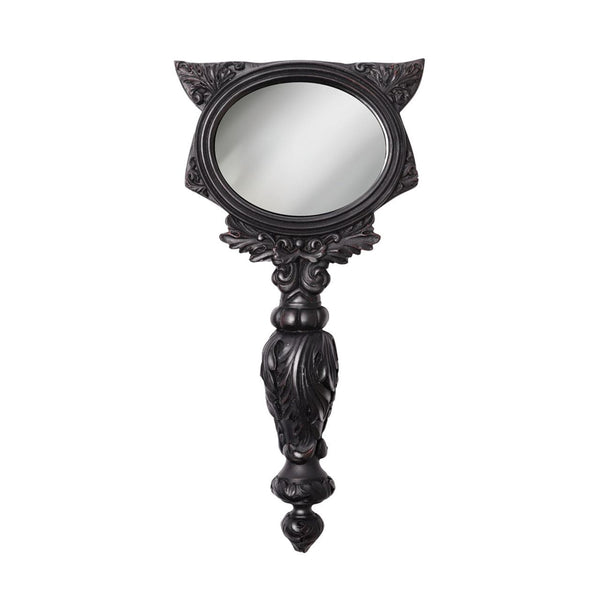 Sacred Feline Cat Hand Mirror - Black