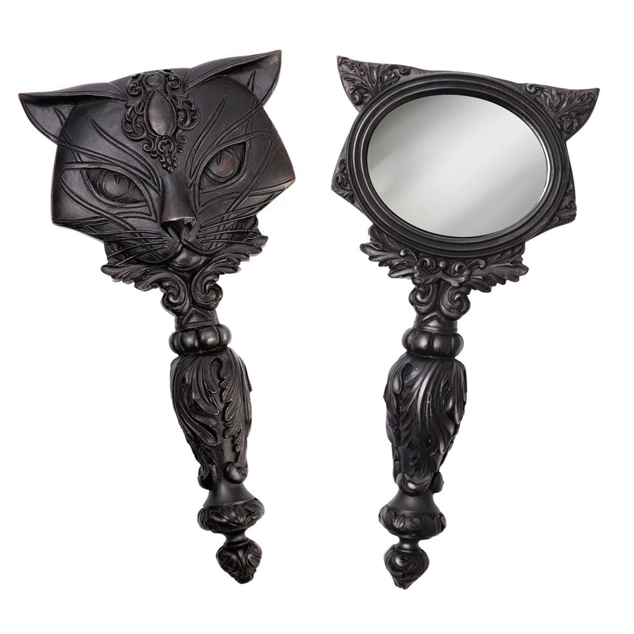 Sacred Feline Cat Hand Mirror - Black