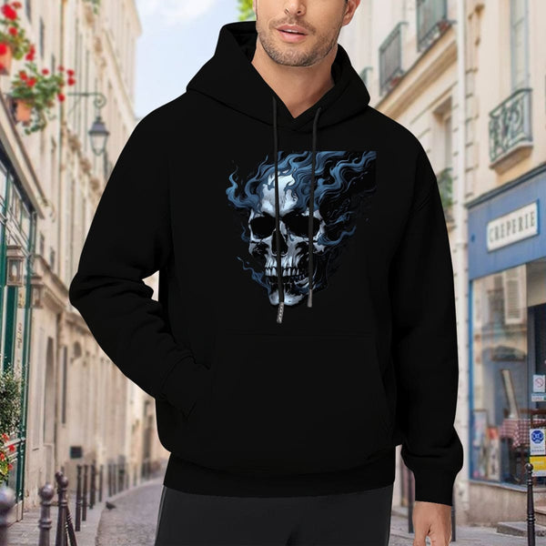 Skull Blue Flames Men's Hoodie