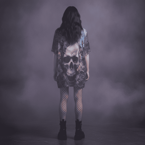 The Nocturnal Chrysalis 3D Skull & Butterfly Batwing Blouse