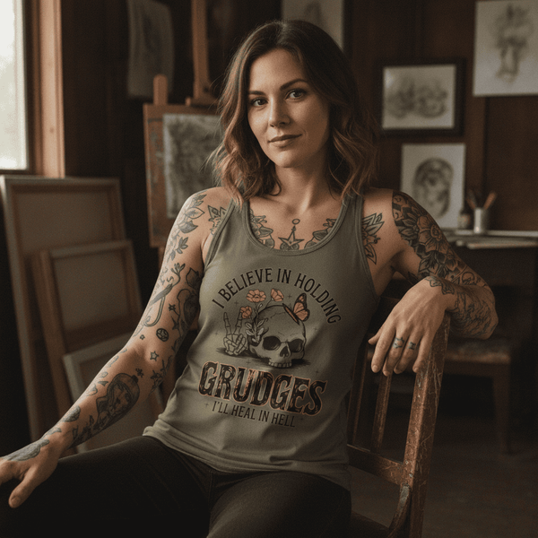 Women's Skull I Believe In Holding... Racerback Tank Top