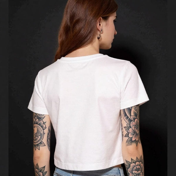 Women's Skull Tropical Lizard Crop T-Shirt