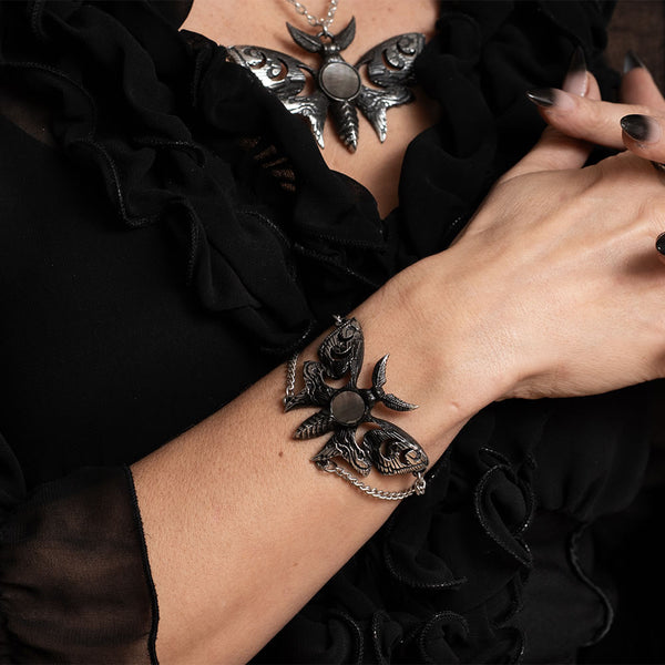 Moonveil Lunar Moth Bracelet – Gothic Celestial Jewelry