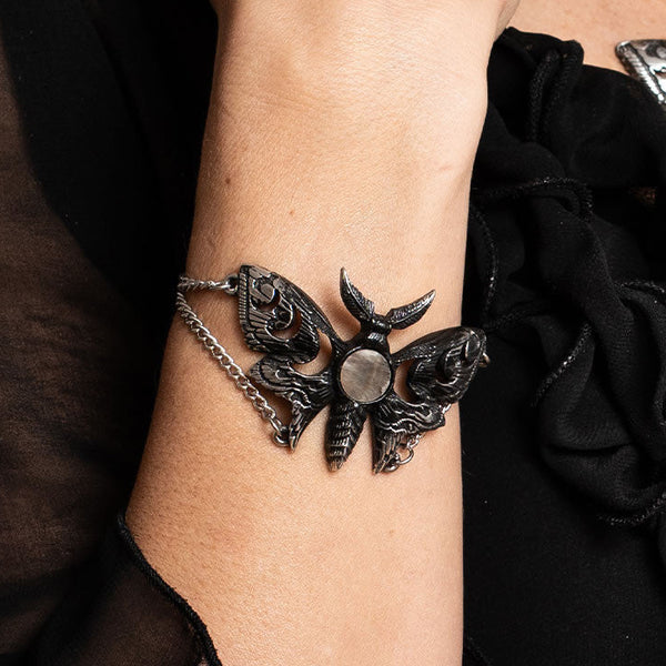 Moonveil Lunar Moth Bracelet – Gothic Celestial Jewelry