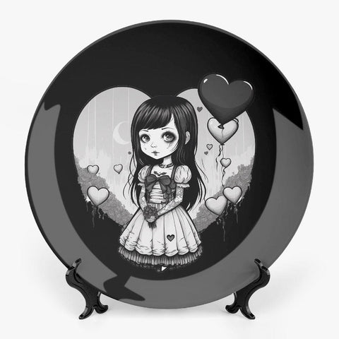 Gothic Girl With Heart Balloon Ceramic Decorative Plates