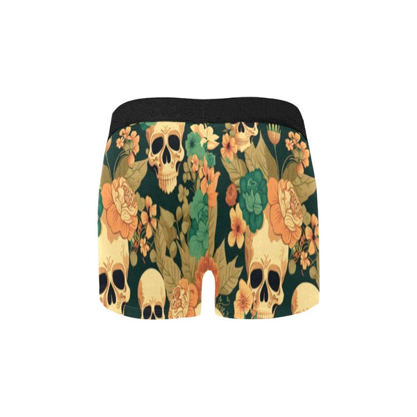 Orange Skulls Pattern Men's Boxer Briefs