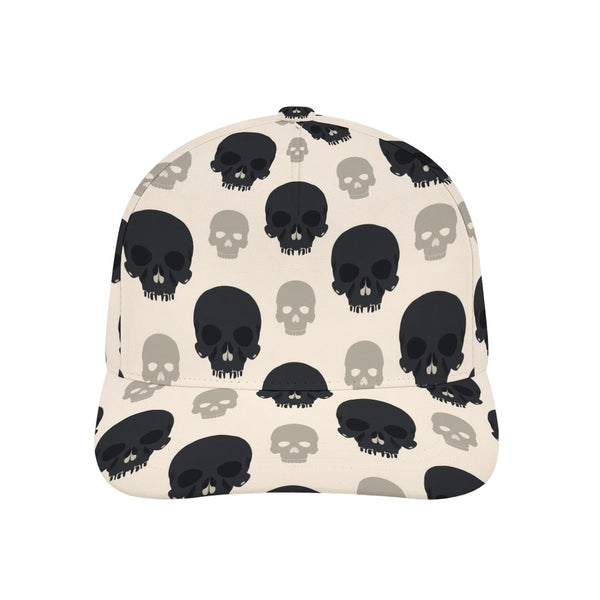 Edgy Black & Beige Skull Baseball Cap - Everything Skull Clothing Merchandise and Accessories