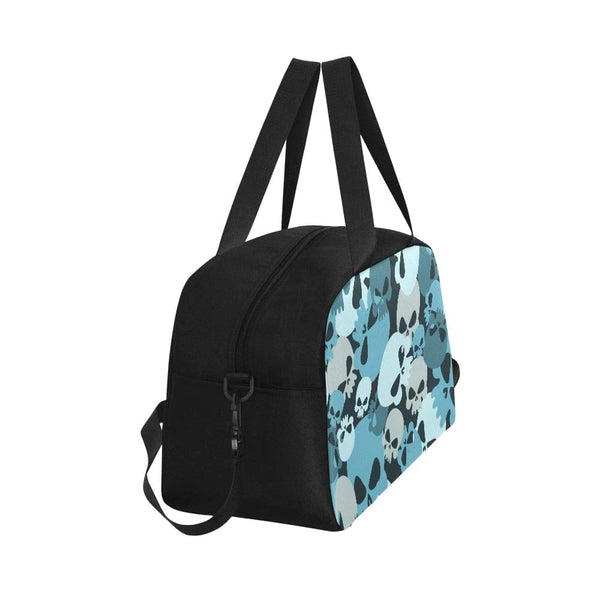 Blue Camo Skull Tote And Cross-body Sports Bag With Shoe Compartment