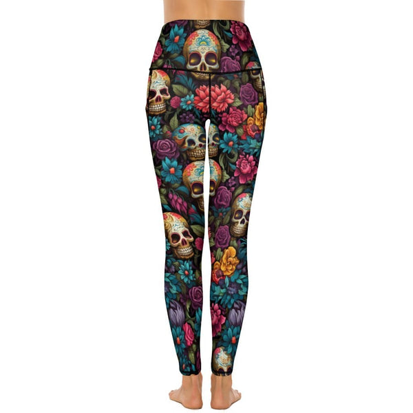 Upgrade Your Wardrobe With These Stylish Women's Skulls Floral Yoga Leggings