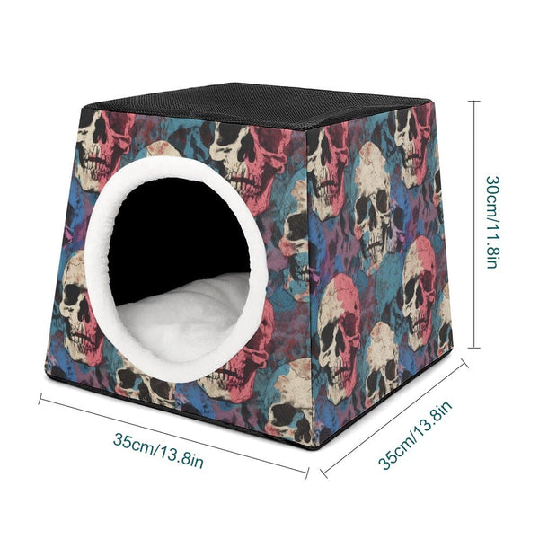 Skulls On Blue Pattern Pet Capsule For Sleeping or Travel