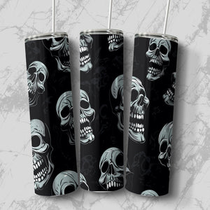 Black Background Laughing Skulls Stainless Steel 20oz Tumbler skull