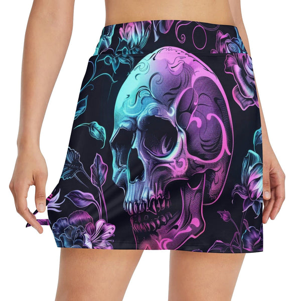Women's Purple & Blue Skull Golf Skirt with Pocket