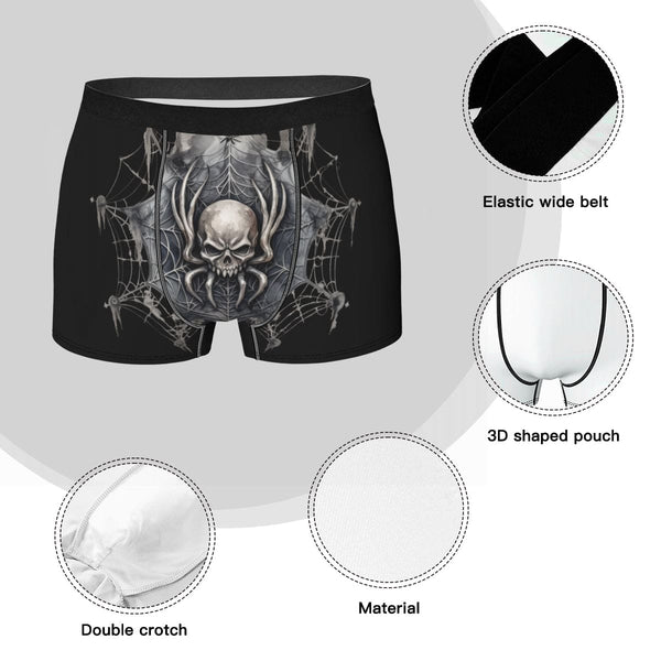 Gothic Skull Spiderweb Print Men's Underwear