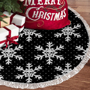 Skull Snowflake Tassel Christmas Tree Skirt