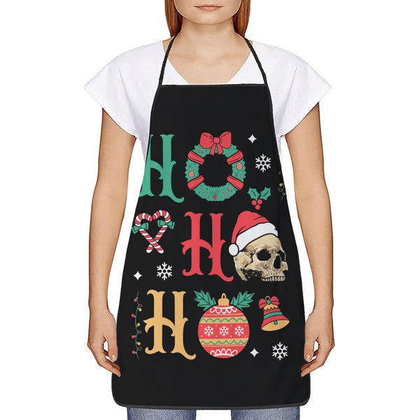 HO HO HO Skull Christmas Apron