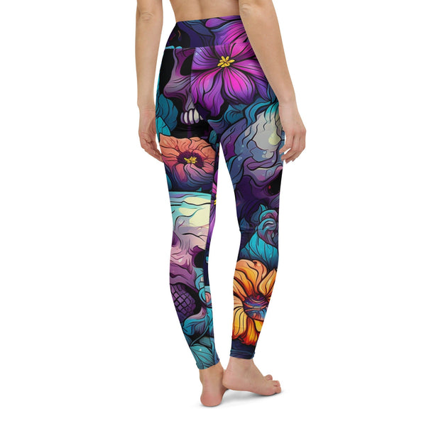 Experience The Bold And Vibrant Energy Of Our Bright Colors Skull Yoga Leggings