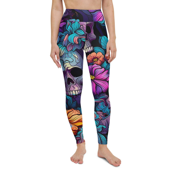 Experience The Bold And Vibrant Energy Of Our Bright Colors Skull Yoga Leggings