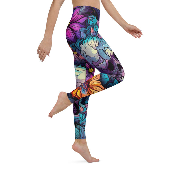 Experience The Bold And Vibrant Energy Of Our Bright Colors Skull Yoga Leggings