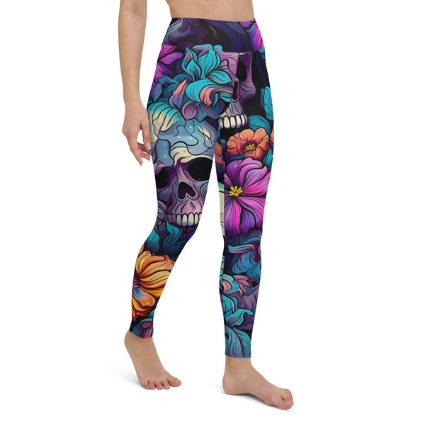 Experience The Bold And Vibrant Energy Of Our Bright Colors Skull Yoga Leggings