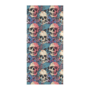 Introducing the stunning Blue Pink White Skulls Beach Towel - perfect for beach days and poolside lounging!