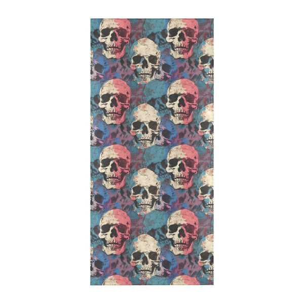 Introducing the stunning Blue Pink White Skulls Beach Towel - perfect for beach days and poolside lounging!