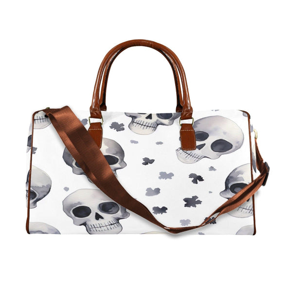 Greyscale Skulls Brown Handle & Strap Travel Bag