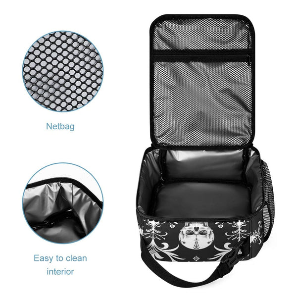 Experience the power of the Skull On Black Background Three Piece Backpack, Lunch Bag & Pencil Case