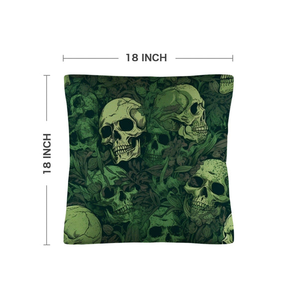 Green Skulls Linen Pillow Case 18"x18" 2-Pack