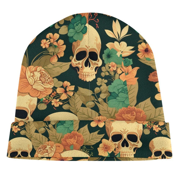 Women's Skull Floral Printed Knitted Hat