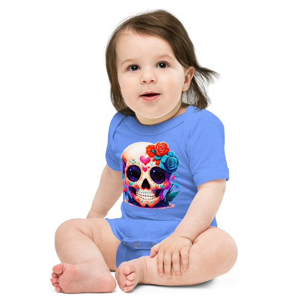 Skull Floral Baby Short Sleeve One Piece