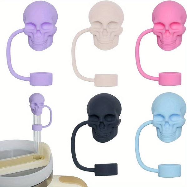 5pcs/sets, Skull Silicone Straw Cover Reusable, Suitable 40oz 30oz 10mm Straw