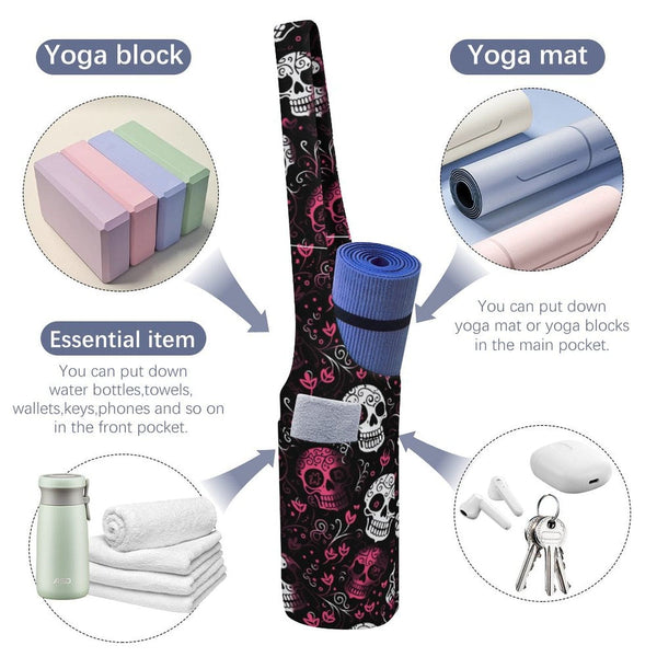 Pink & white Skulls Yoga Mat Storage Bag