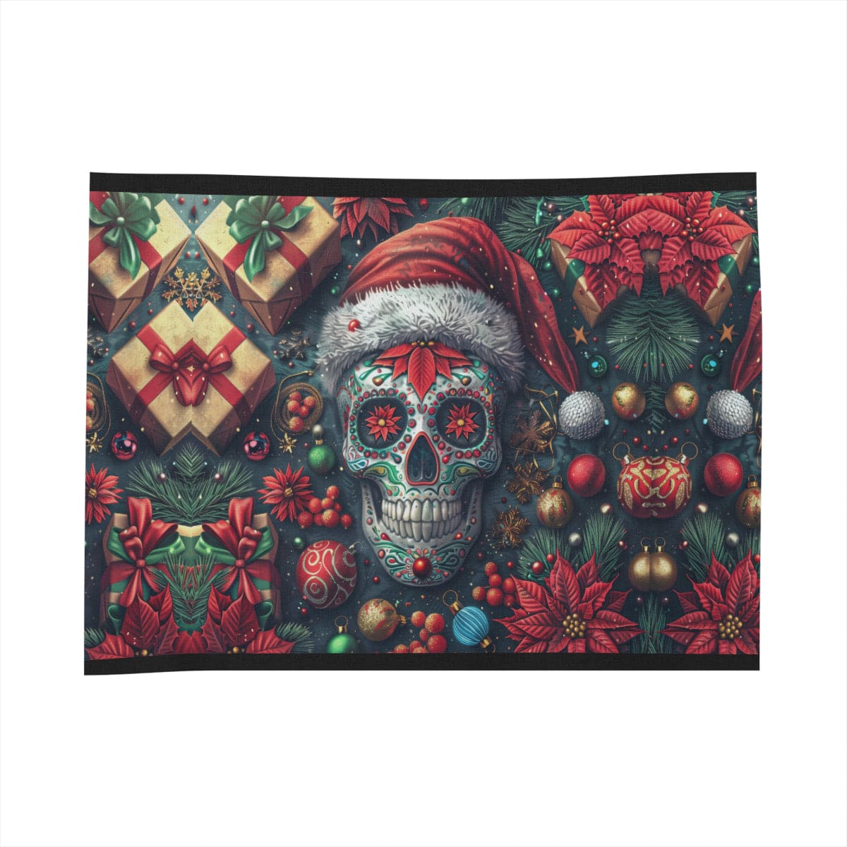 Skull Christmas Linen Square Tablecloth