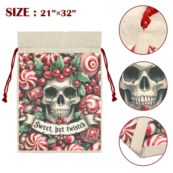 Skull Sweet-But-Twisted 20oz Christmas Gift Bag Pack of 3 Drawstring Bags