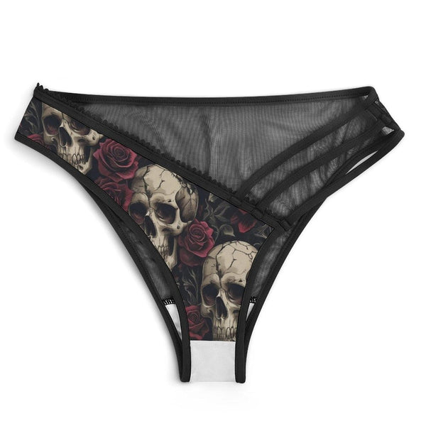 Women's Skulls With Purple Roses Panties