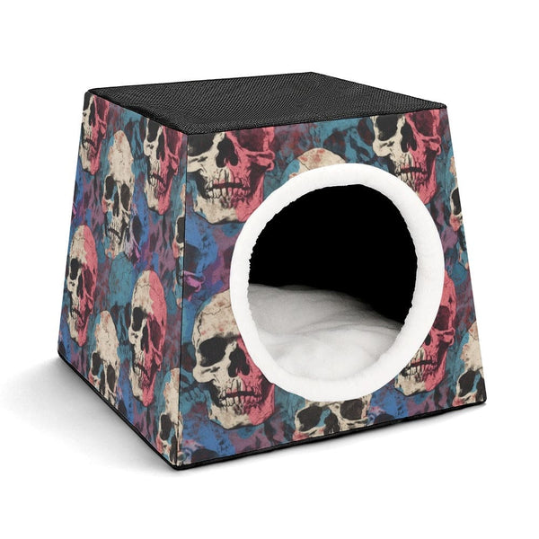 Skulls On Blue Pattern Pet Capsule For Sleeping or Travel