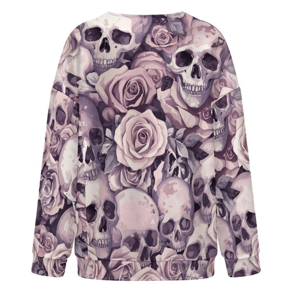 Women's Pink Skulls Floral Drop Shoulder Cardigan