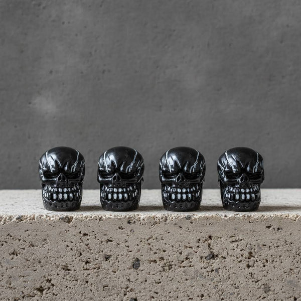 Black Skull 4Pcs/Set Universal Stem Valve Caps, Attractive Dustproof Car Accessories