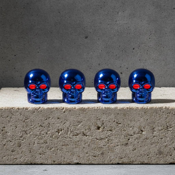 Blue Skull 4Pcs/Set Universal Stem Valve Caps, Attractive Dustproof Car Accessories