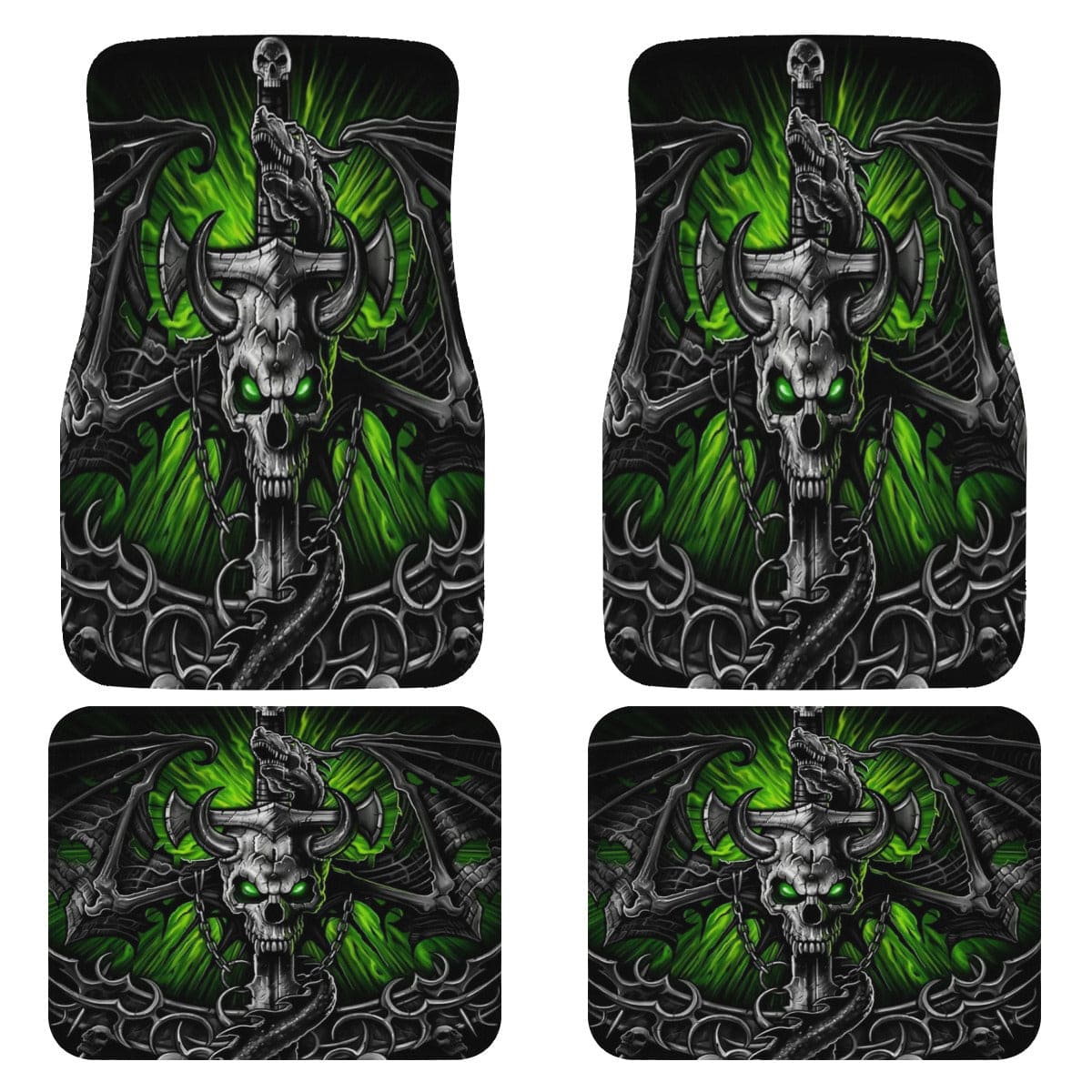 Skull Sword Dragon Non Slip Car Floor Mats