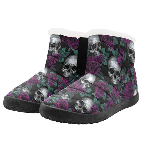 Women's Skulls Surrounded By Roses Padded Boots