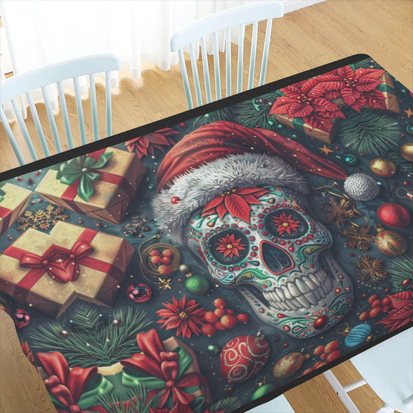 Skull Christmas Linen Square Tablecloth