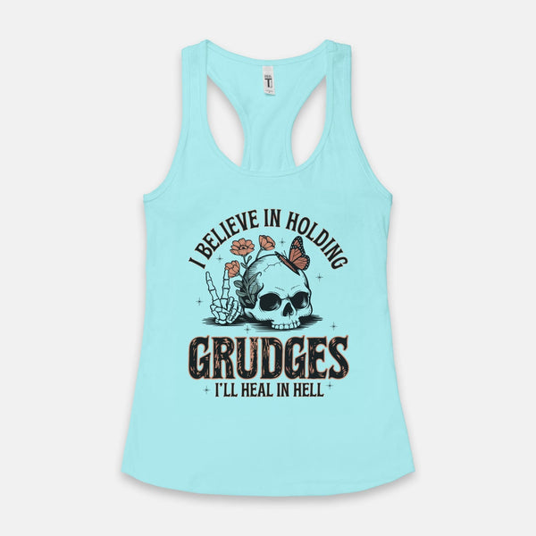 Women's Skull I Believe In Holding... Racerback Tank Top