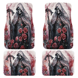 Grimreaper Skull Gothic Front And Rear Floor Mats For Autos