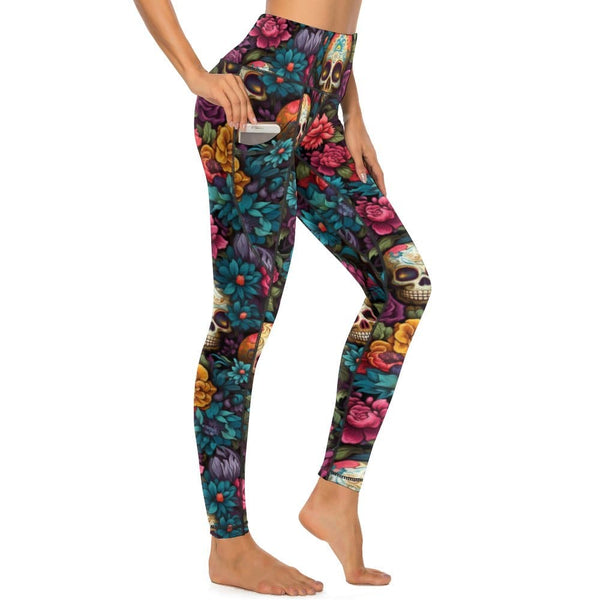 Upgrade Your Wardrobe With These Stylish Women's Skulls Floral Yoga Leggings