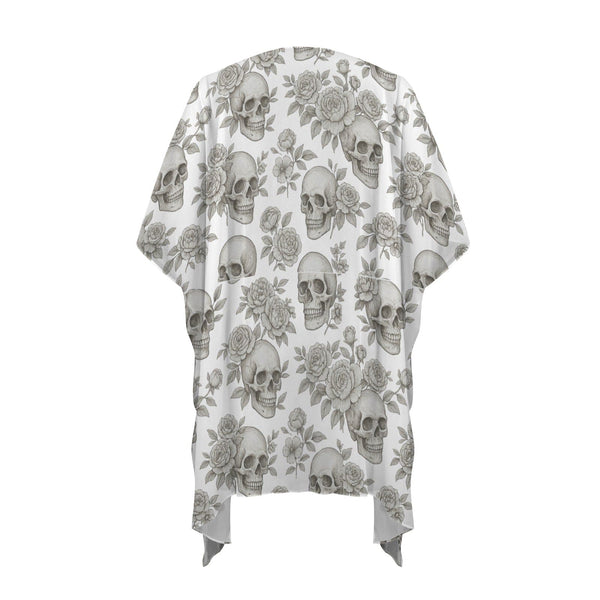 Skulls Flowers Women's Long Cover-Up