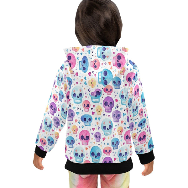 Little Girls Pastel Skulls Zip Up Hoodie