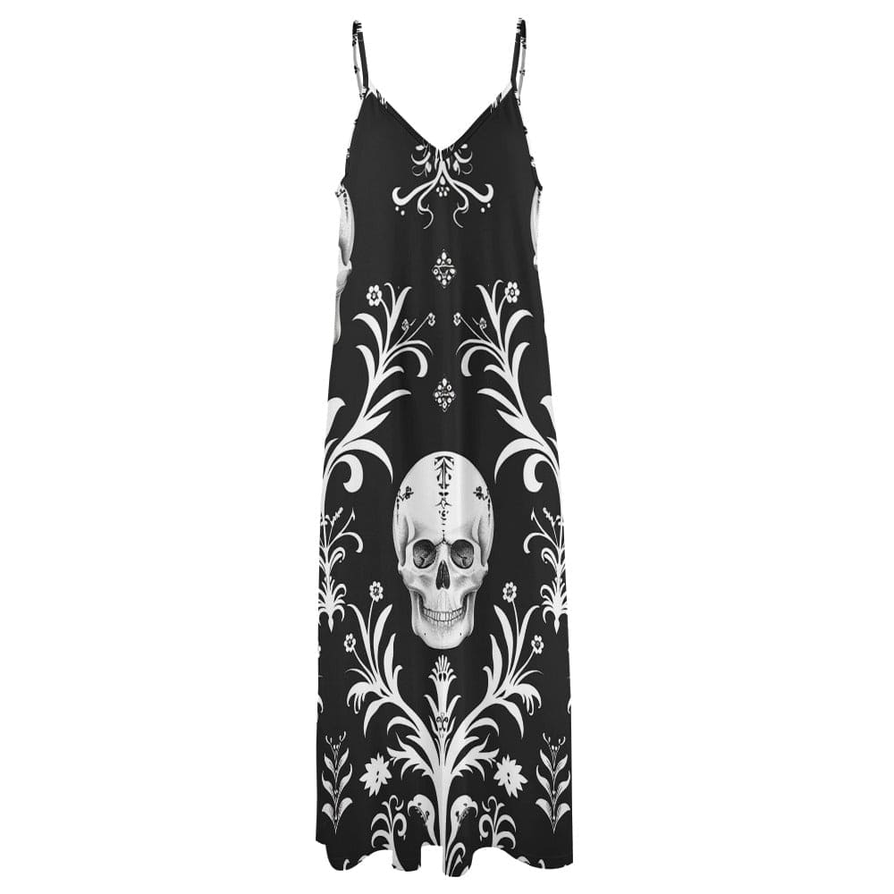 Women's Skull Black And White Ankle Long Dress