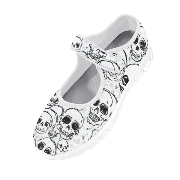 Doodle Style Skull Pattern Casual Mary Jane Shoes