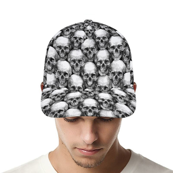 Black & White Skull Pattern Baseball Hat – Gothic Style - Everything Skull Clothing Merchandise and Accessories